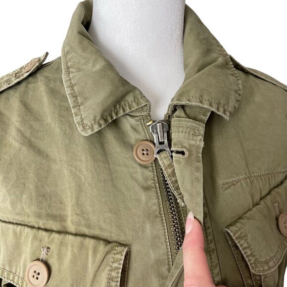 J.Crew Small Boyfriend Fatigue Jacket Army Green Full Zip VTG Utility - Picture 5 of 14